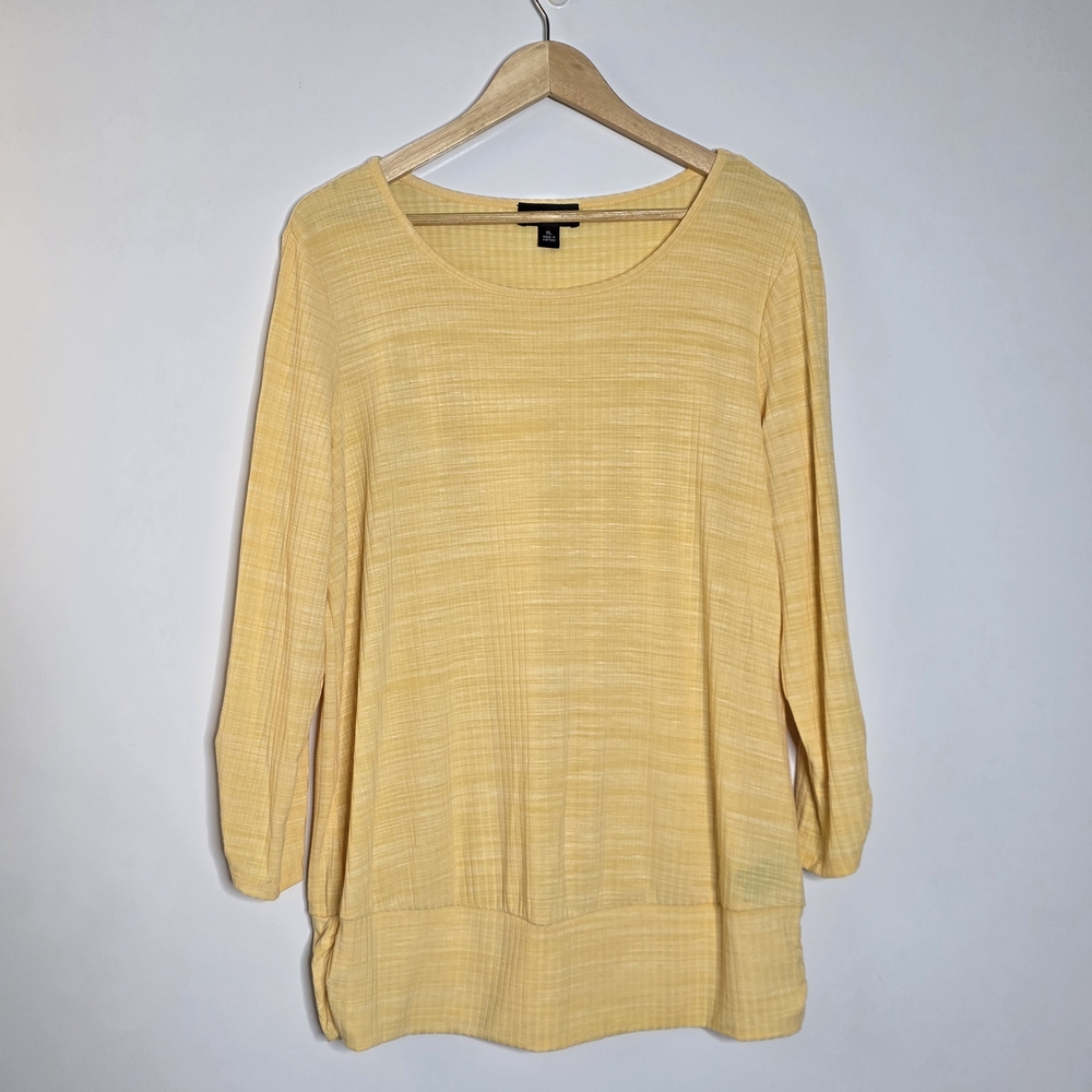 ABG Lightweight Yellow ribbed Scoop Neck Women's Top lightweight and stretchy XL